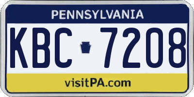 PA license plate KBC7208