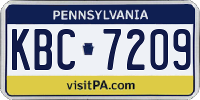 PA license plate KBC7209