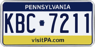 PA license plate KBC7211