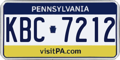 PA license plate KBC7212