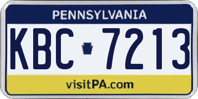 PA license plate KBC7213