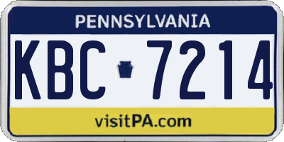 PA license plate KBC7214