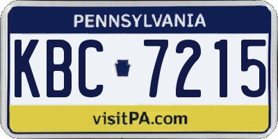 PA license plate KBC7215