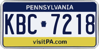 PA license plate KBC7218
