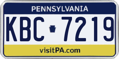 PA license plate KBC7219