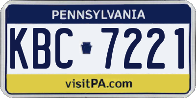 PA license plate KBC7221