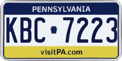 PA license plate KBC7223
