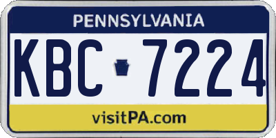 PA license plate KBC7224