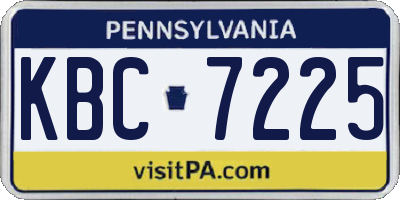 PA license plate KBC7225