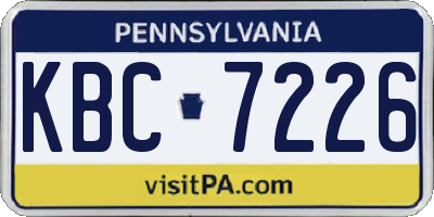 PA license plate KBC7226