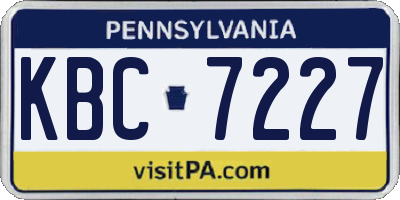 PA license plate KBC7227