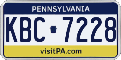 PA license plate KBC7228