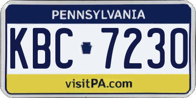 PA license plate KBC7230