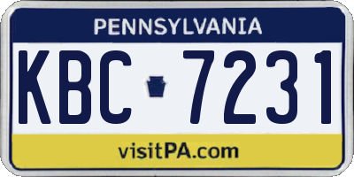 PA license plate KBC7231