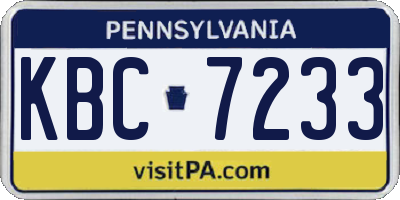 PA license plate KBC7233