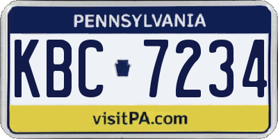 PA license plate KBC7234