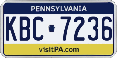 PA license plate KBC7236