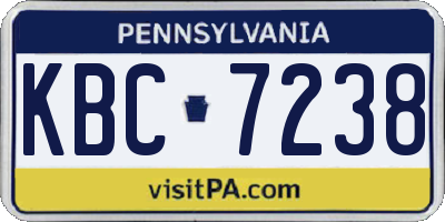 PA license plate KBC7238