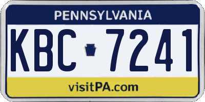PA license plate KBC7241