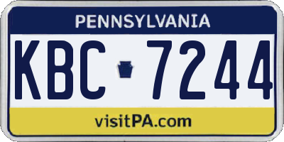 PA license plate KBC7244