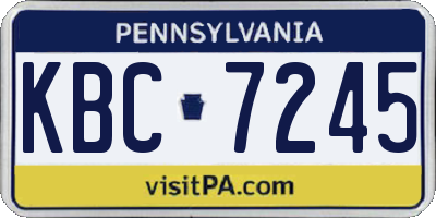 PA license plate KBC7245