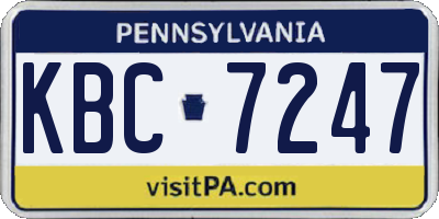 PA license plate KBC7247