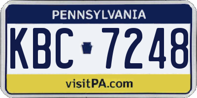 PA license plate KBC7248