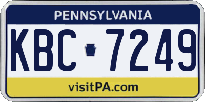 PA license plate KBC7249