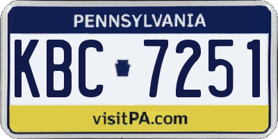 PA license plate KBC7251