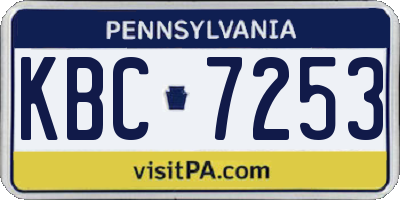 PA license plate KBC7253