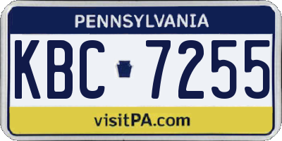 PA license plate KBC7255