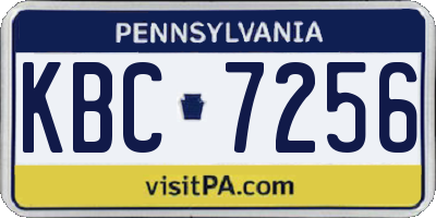 PA license plate KBC7256