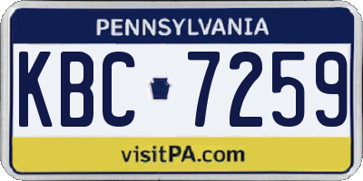 PA license plate KBC7259