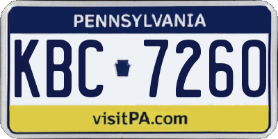 PA license plate KBC7260