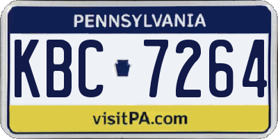 PA license plate KBC7264