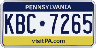 PA license plate KBC7265