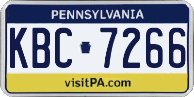 PA license plate KBC7266