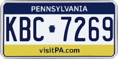 PA license plate KBC7269