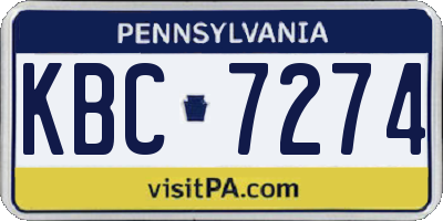 PA license plate KBC7274