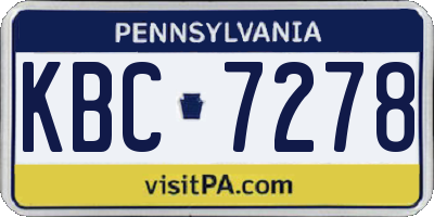 PA license plate KBC7278