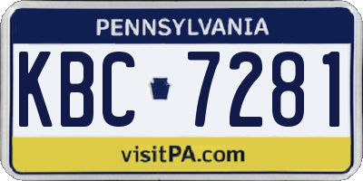 PA license plate KBC7281