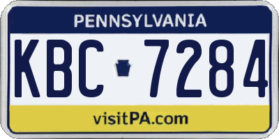 PA license plate KBC7284