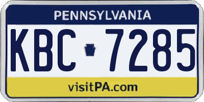 PA license plate KBC7285