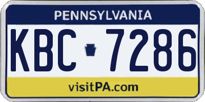 PA license plate KBC7286