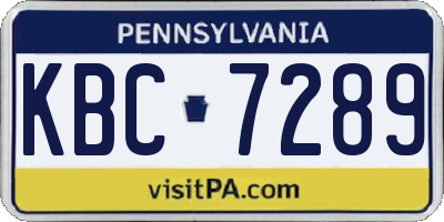 PA license plate KBC7289