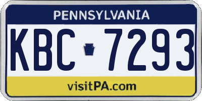 PA license plate KBC7293