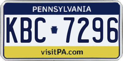 PA license plate KBC7296