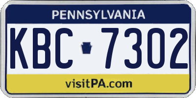 PA license plate KBC7302