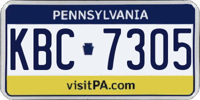 PA license plate KBC7305