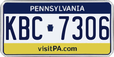 PA license plate KBC7306
